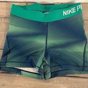 Nike Pro Striped Green and Blue Shorts